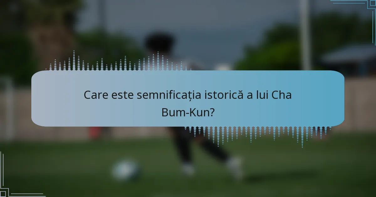 Care este semnificația istorică a lui Cha Bum-Kun?